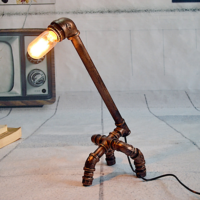 Giraffe Dining Room Table Lighting Antiqued Iron 1 Light Rust Finish Plug-In Nightstand Lamp