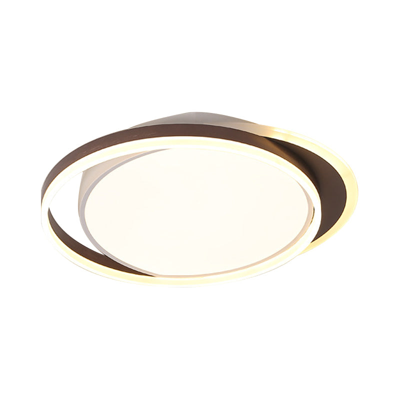 Plafonnier encastré Orbit marron simple 16 "/ 19,5" large acrylique LED encastré luminaire pour salon lumière chaude / blanche