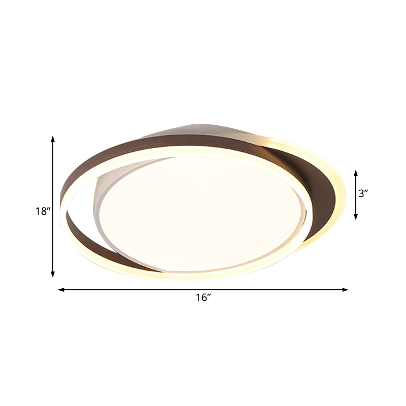 Plafonnier encastré Orbit marron simple 16 "/ 19,5" large acrylique LED encastré luminaire pour salon lumière chaude / blanche