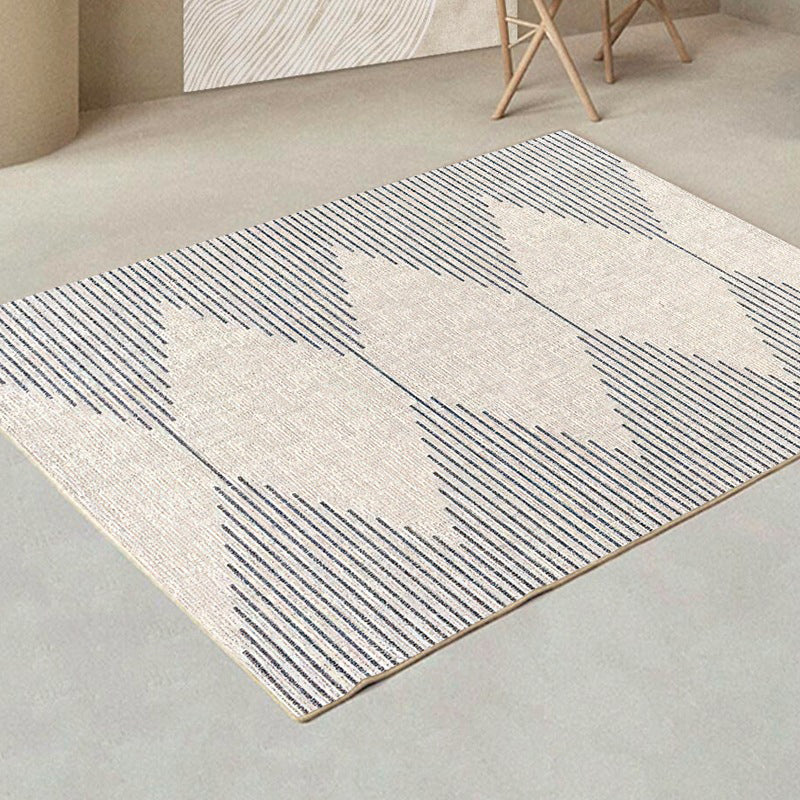 Gray Modern Rug Polyester Diamond Area Rug Washable Rug for Living Room