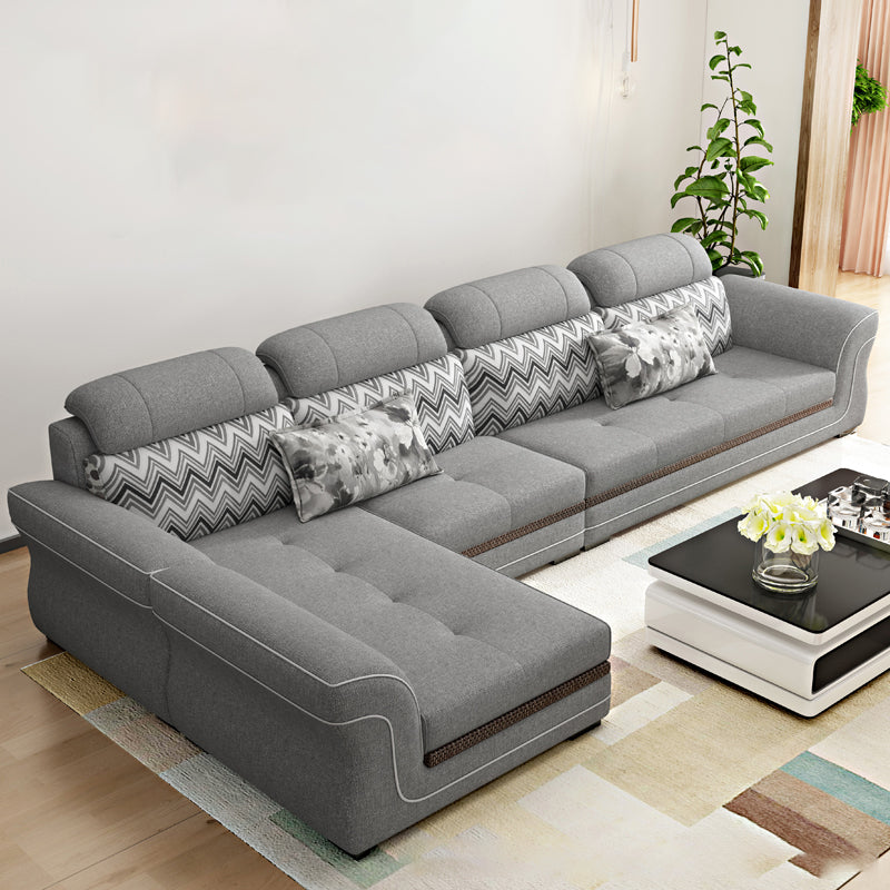 Flared Arms 4-Seater Sectional with Pillow Back Cushions for Apartment