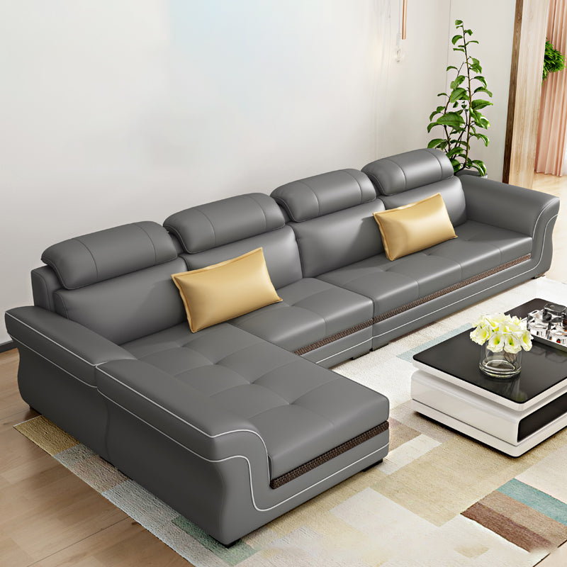 Flared Arms 4-Seater Sectional with Pillow Back Cushions for Apartment