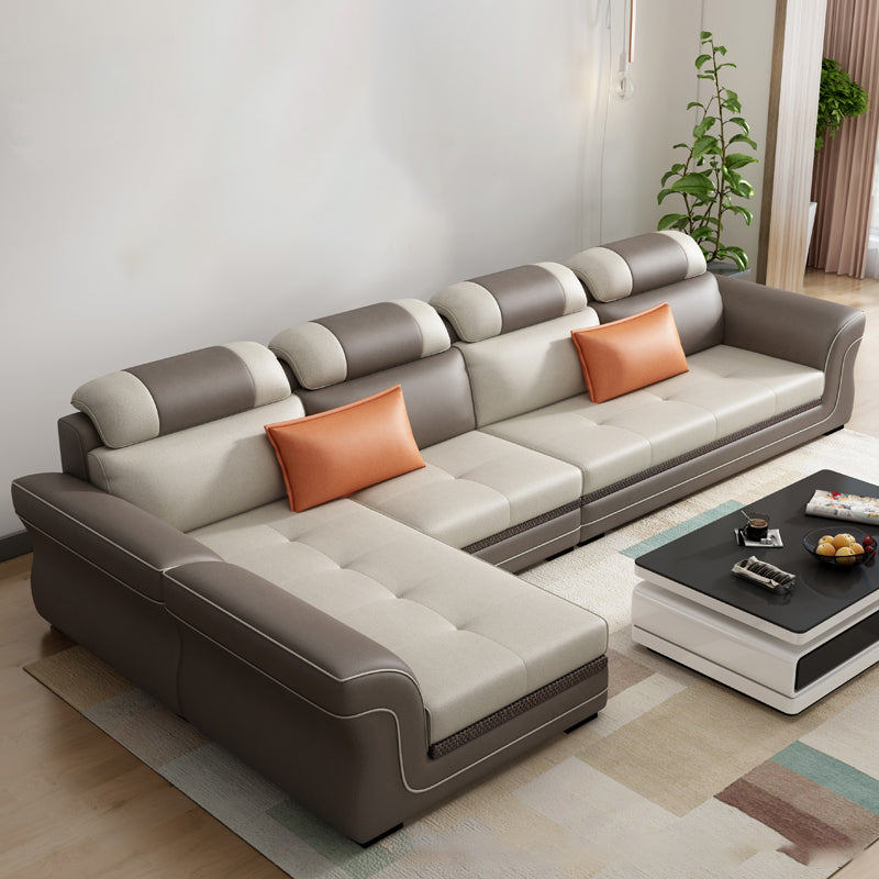 Flared Arms 4-Seater Sectional with Pillow Back Cushions for Apartment