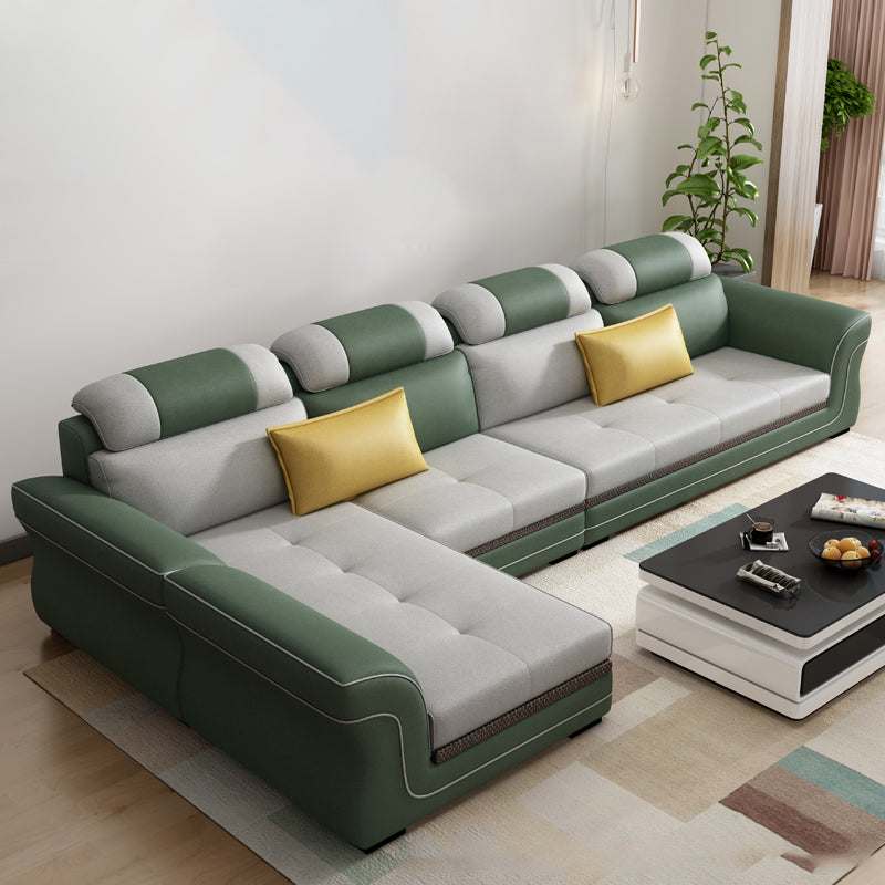 Flared Arms 4-Seater Sectional with Pillow Back Cushions for Apartment