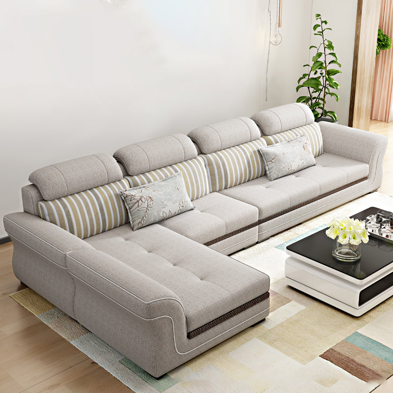 Flared Arms 4-Seater Sectional with Pillow Back Cushions for Apartment