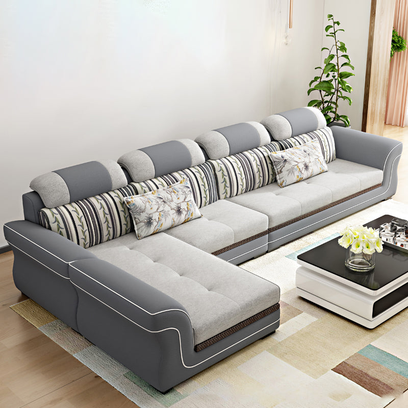 Flared Arms 4-Seater Sectional with Pillow Back Cushions for Apartment