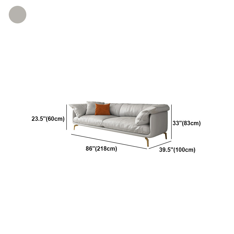 White Sectional Feather Padded Leather Sofa with Pillow Back