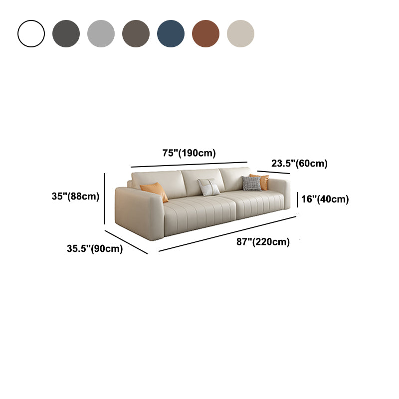 Standard Contemporary Square Arm Faux Leather Stain Resistant Sofa Couch