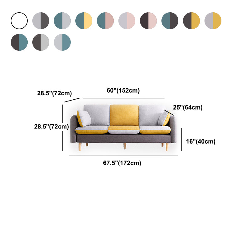 Linen Contemporary Square Arm Sofa Washable Standard Sofa for Living Room