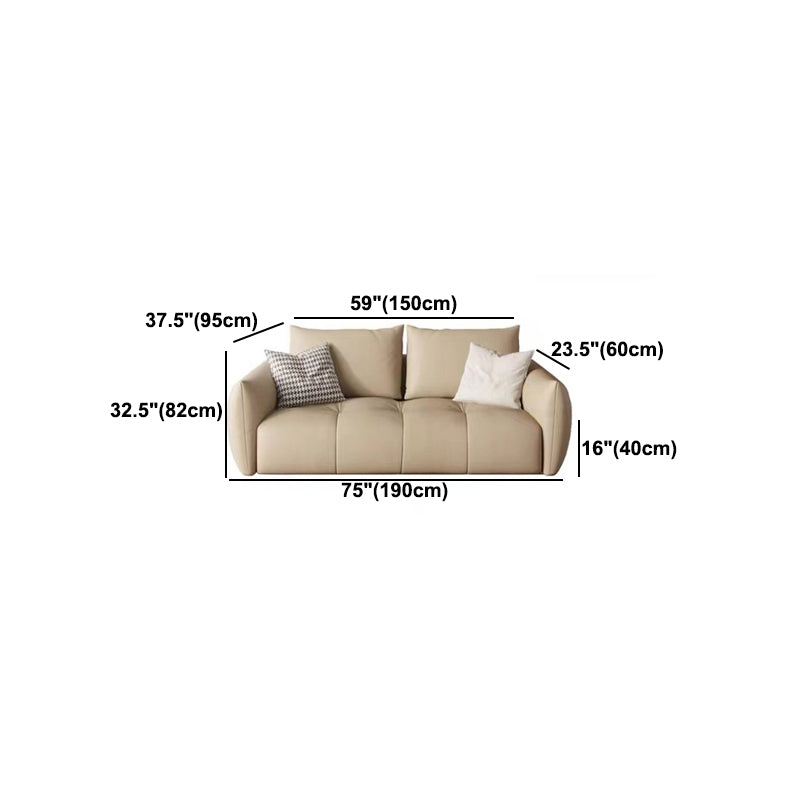 Faux Leather Sofa Sofa 37.40" D x 32.28" H Square Arm Sofa for Living Room