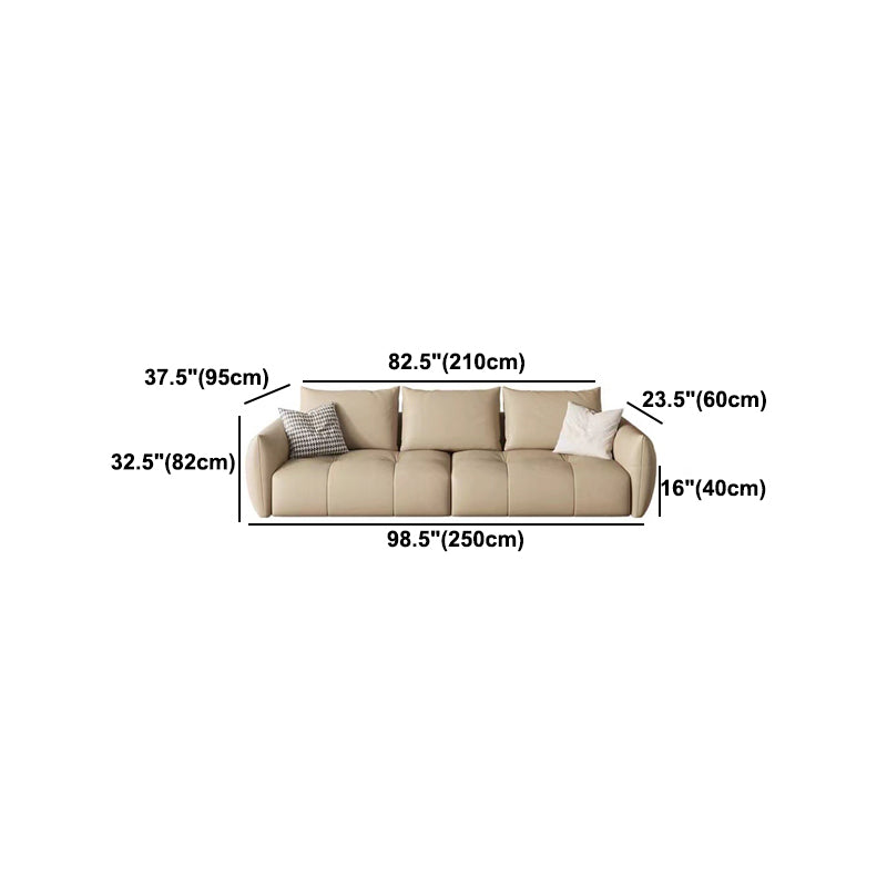 Faux Leather Sofa Sofa 37.40" D x 32.28" H Square Arm Sofa for Living Room