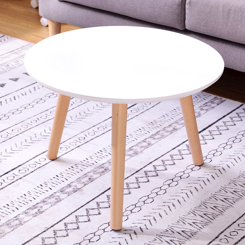 Traditional Style Cocktail Table White/wood Color Rubber Wood Round Coffee Table