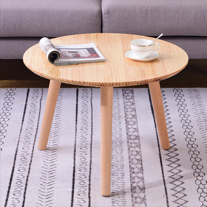 Traditional Style Cocktail Table White/wood Color Rubber Wood Round Coffee Table