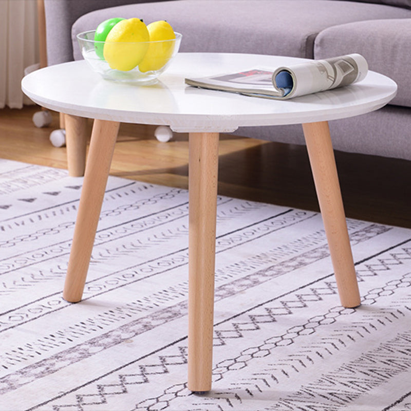 Traditional Style Cocktail Table White/wood Color Rubber Wood Round Coffee Table