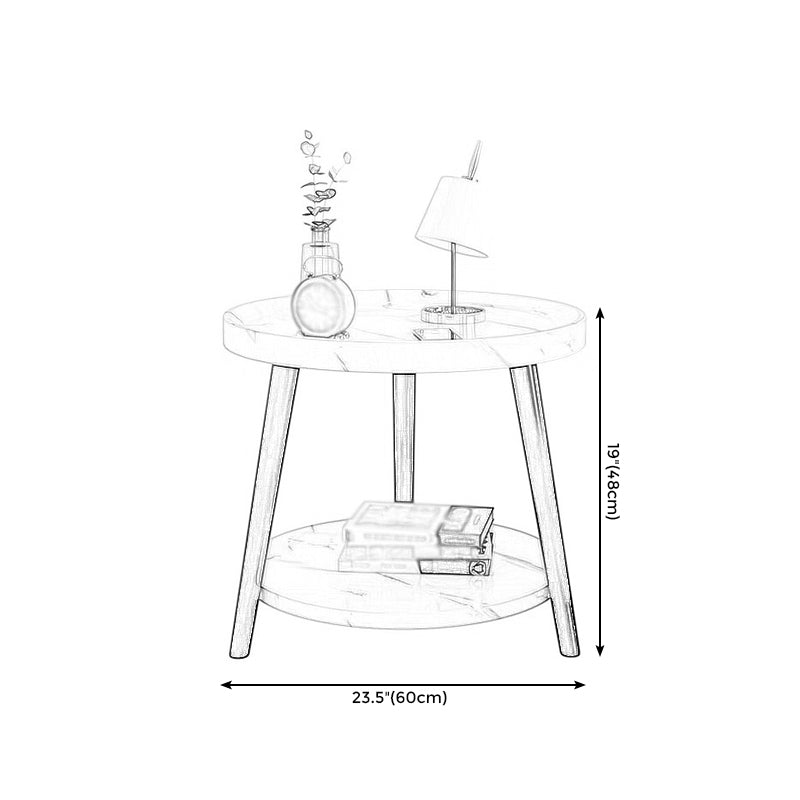 Traditional Style Cocktail Table Walnut/white/black Artificial Round Coffee Table