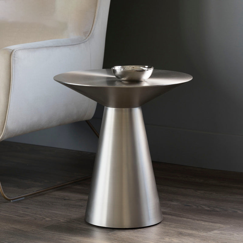 19.6"/21.6"/27.5" Tall Pedestal End Table Stainless Steel Round Side End Table