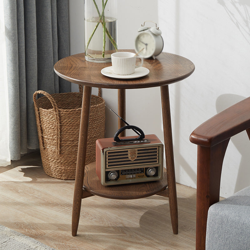 23.6"/27.5" Tall 3 Legs End Table Wood White/Natural/brown Round Side Table with Shelf