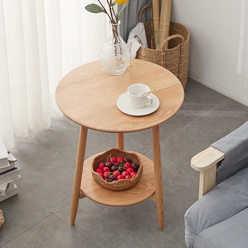 23.6"/27.5" Tall 3 Legs End Table Wood White/Natural/brown Round Side Table with Shelf