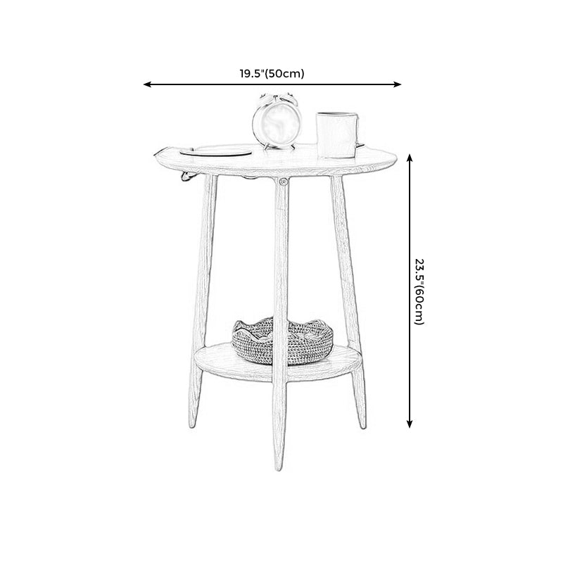 23.6"/27.5" Tall 3 Legs End Table Wood White/Natural/brown Round Side Table with Shelf