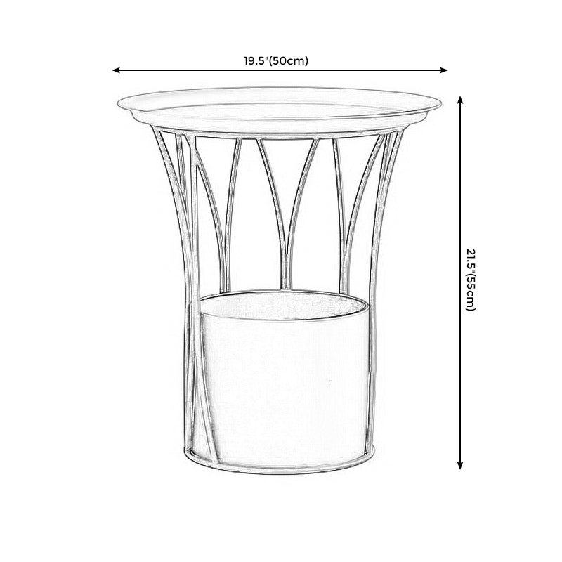 Iron Pedestal Side Table Round Tray Top Side End Table with Storage