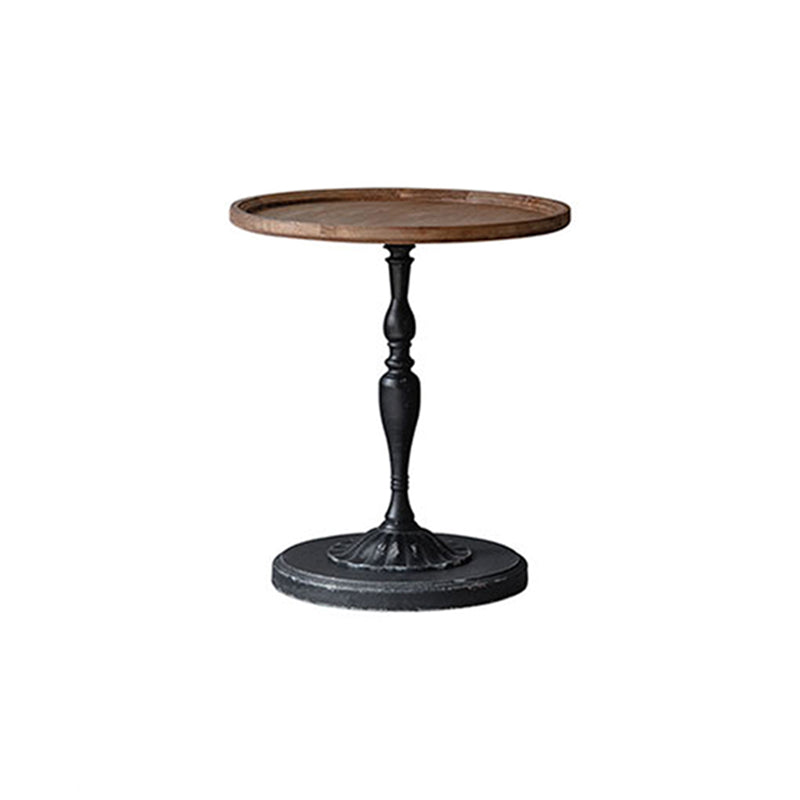 Pedestal Side Table Wood Round Side End Table- Distressed Surface Treatment