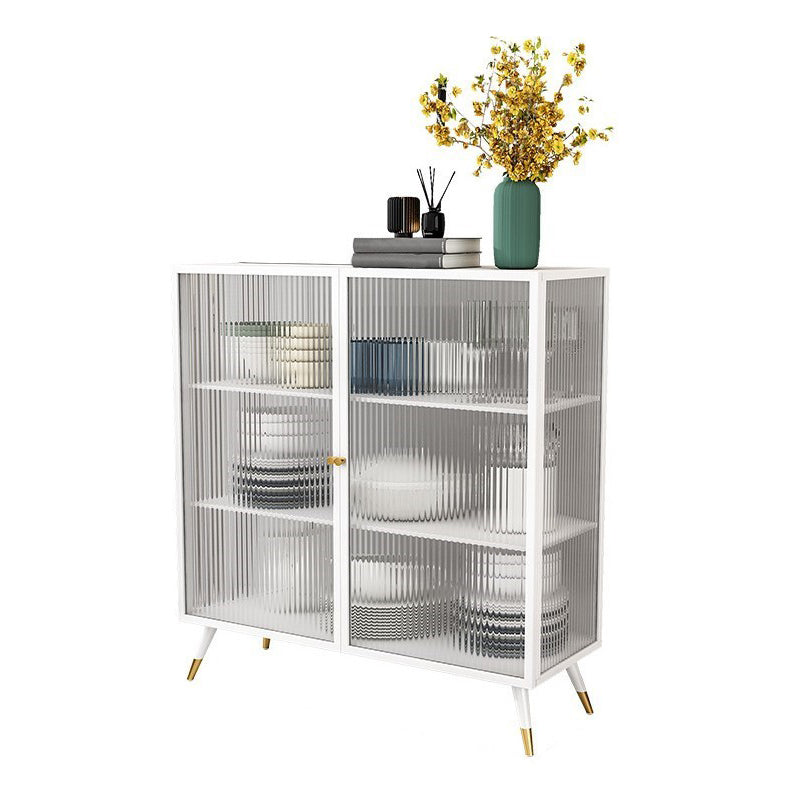 Glass Door Iron Sideboard Glam Server Cabinet with Storage for Dining Room