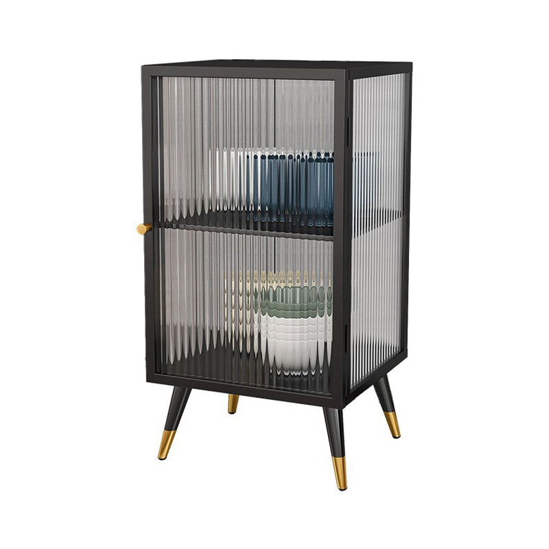 Glass Door Iron Sideboard Glam Server Cabinet with Storage for Dining Room