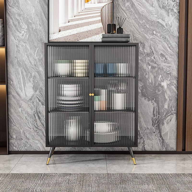 Glass Door Iron Sideboard Glam Server Cabinet with Storage for Dining Room