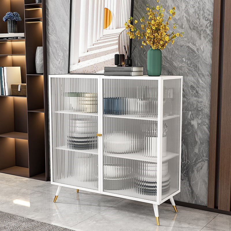 Glass Door Iron Sideboard Glam Server Cabinet with Storage for Dining Room