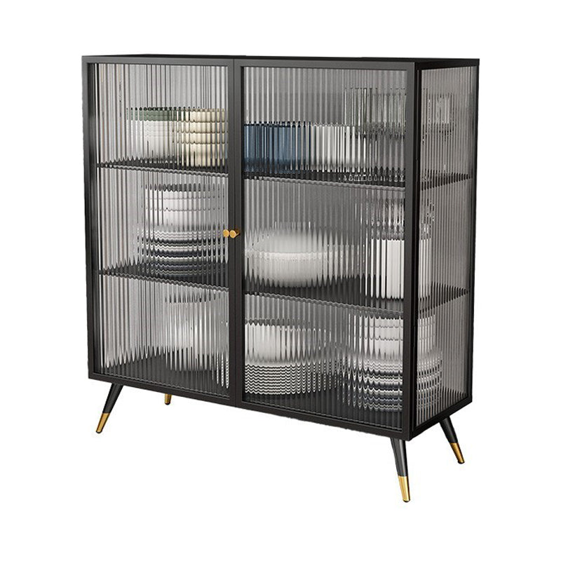 Glass Door Iron Sideboard Glam Server Cabinet with Storage for Dining Room