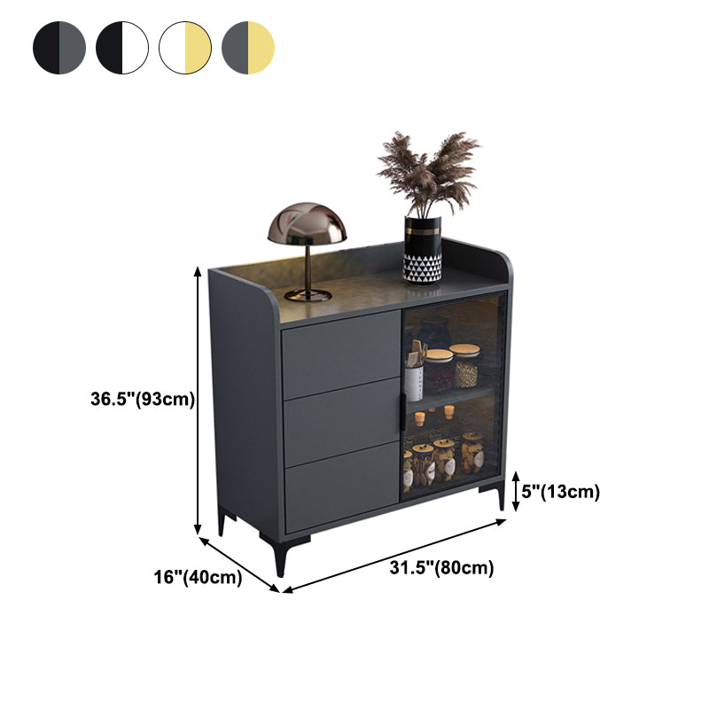 Modern Engineered Wood 31.5"L Sideboard Buffet 1-Door and 3 Drawer Dining Room Server