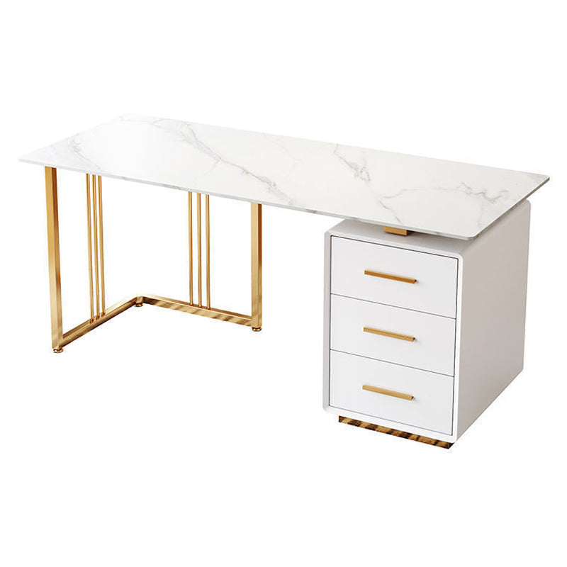 Glam 3-drawer Office Desk Rectangular Sintered Stone Home Desk