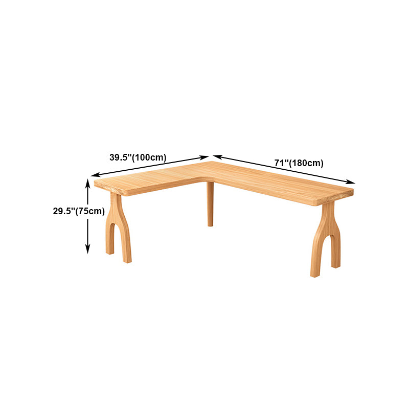 L-Shape Home Writing Desk Modern Style Pine Solid Wood Office Desk