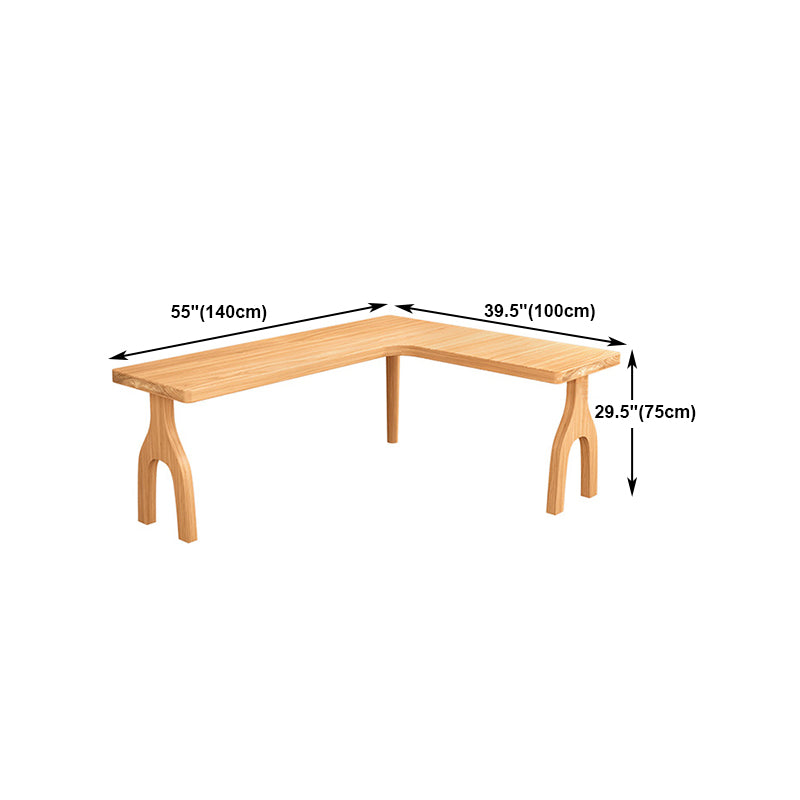 L-Shape Home Writing Desk Modern Style Pine Solid Wood Office Desk