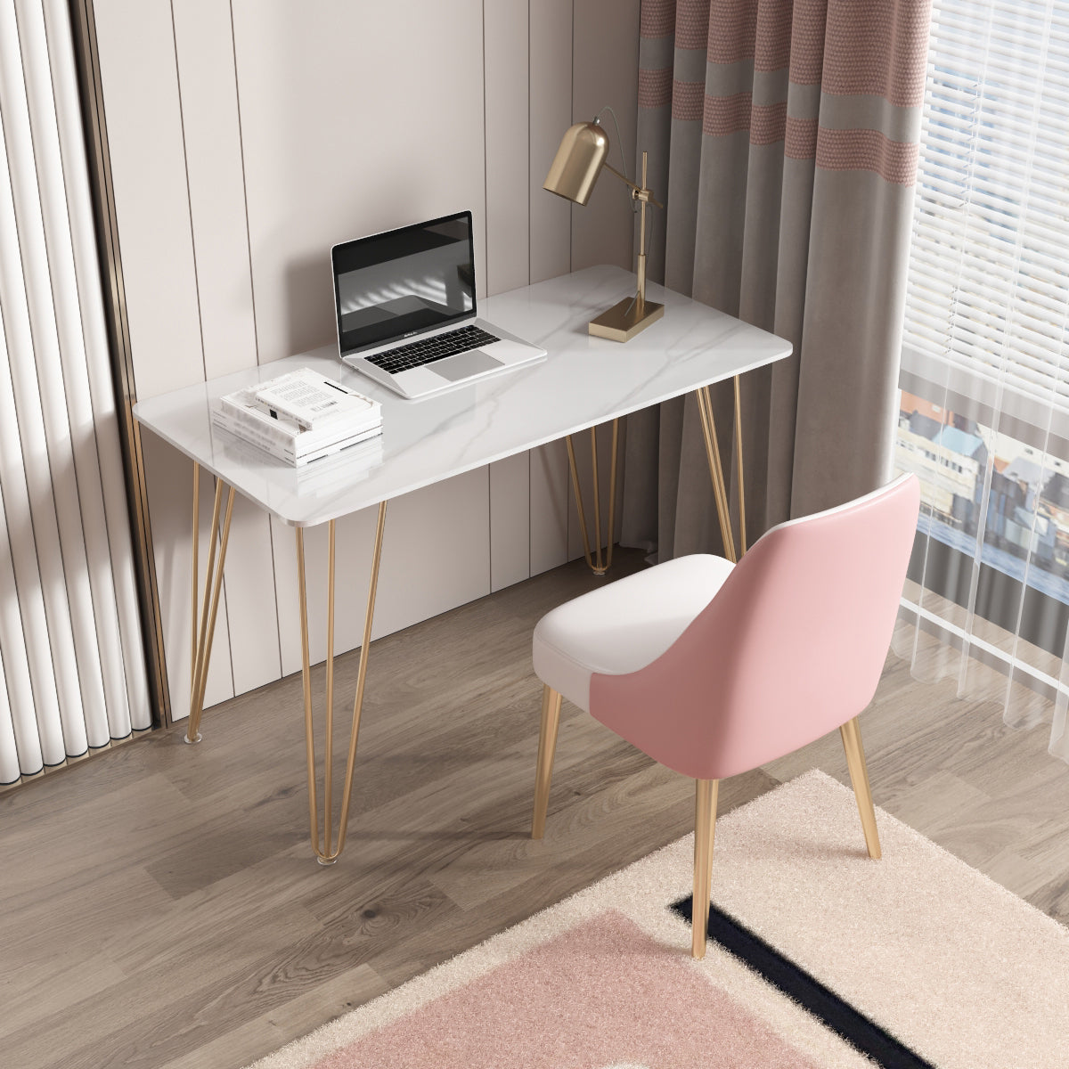 Rectangular Home Dormitory Writing Desk Glam Style Stone Office Desk