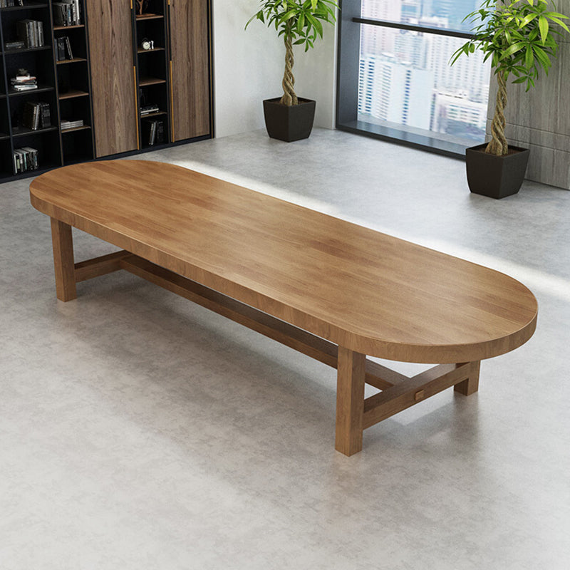 Solid Wood Oval Shape Meeting Table Home Office Industrial Writing Desk