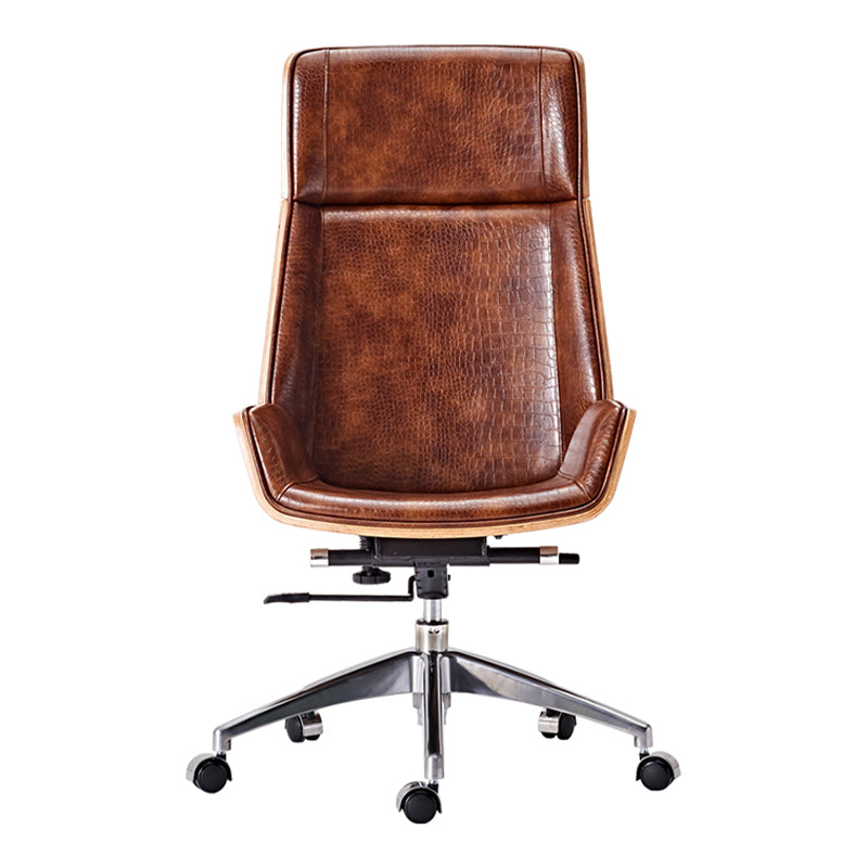 High Back Office Chair Leather Seat with Fixed Armrest Adjustable with Office Chair