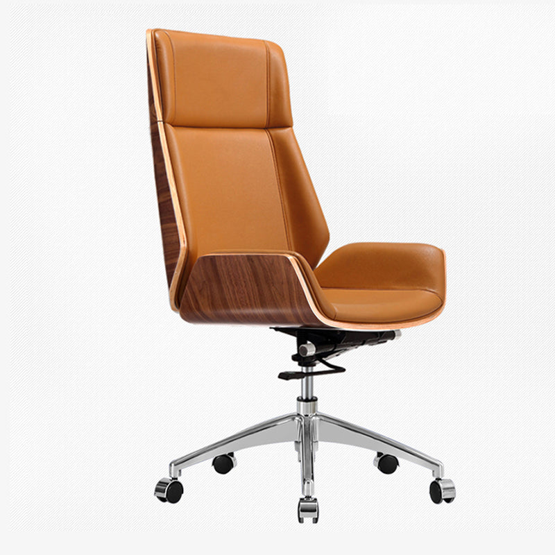 High Back Office Chair Leather Seat with Fixed Armrest Adjustable with Office Chair