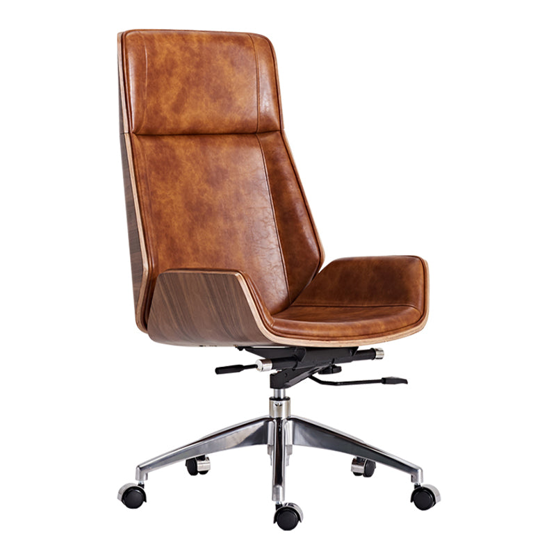 High Back Office Chair Leather Seat with Fixed Armrest Adjustable with Office Chair