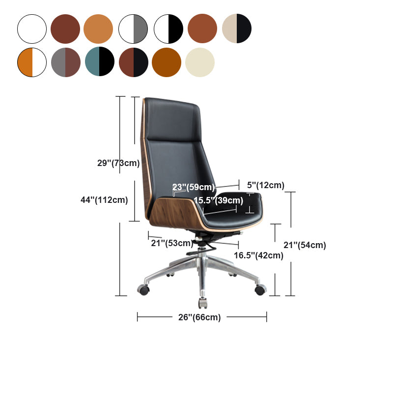 High Back Office Chair Leather Seat with Fixed Armrest Adjustable with Office Chair