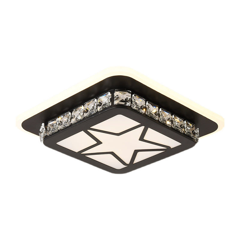 Modern Style Geometric Flush Mount Lamp Crystal 1 Light Flush Light with Hole 4'' Dia