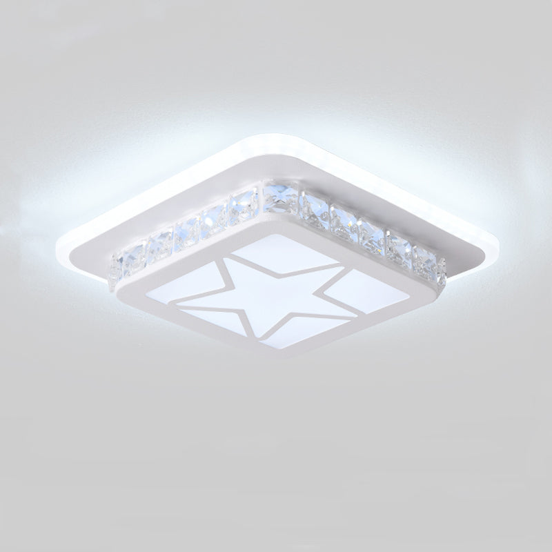 Modern Style Geometric Flush Mount Lamp Crystal 1 Light Flush Light with Hole 4'' Dia