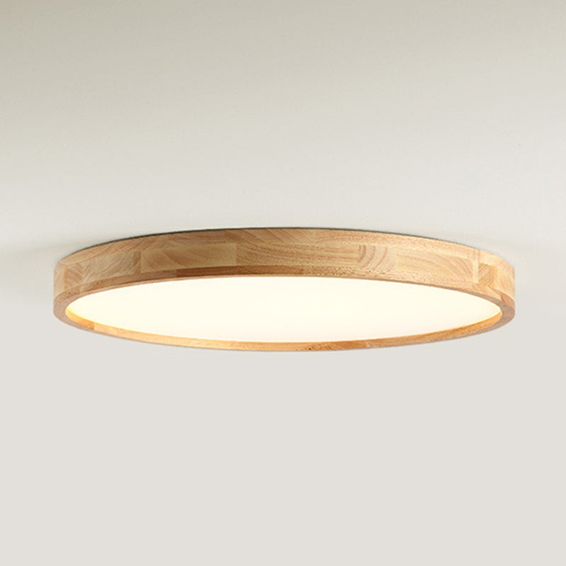 Modern Style Circle Shape Ceiling Lamp Wood 1 Light Ceiling Lighting for Dining Room