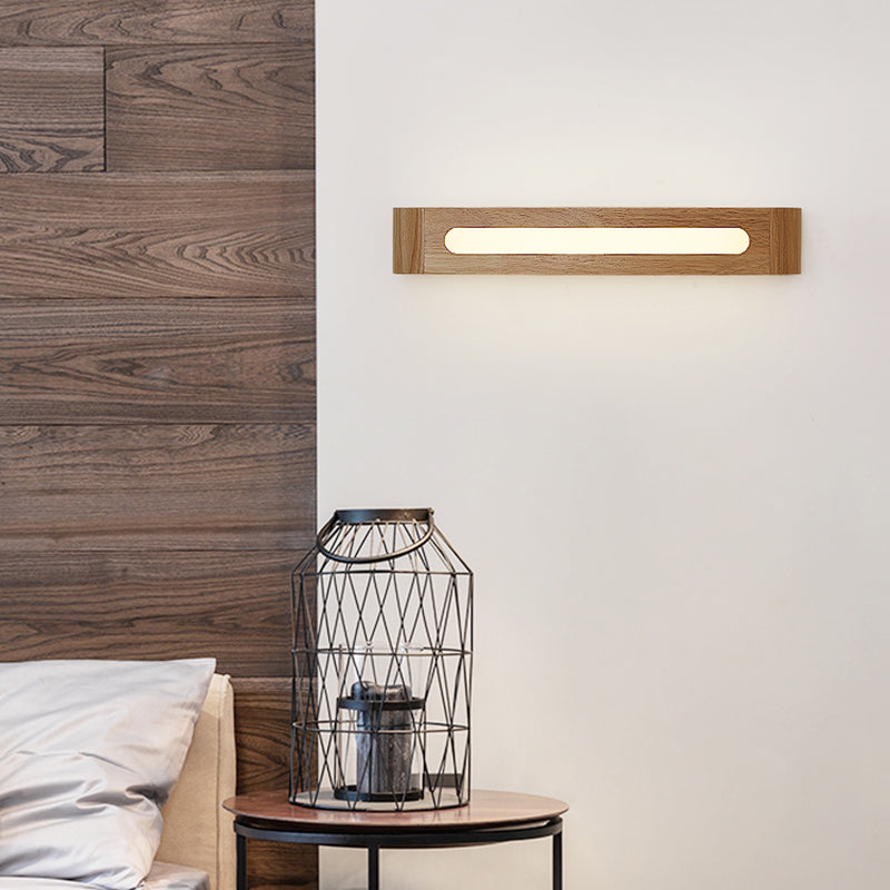 1 Light Rectangle Vanity Wall Lights Modern Style Wood Vanity Mirror Lights