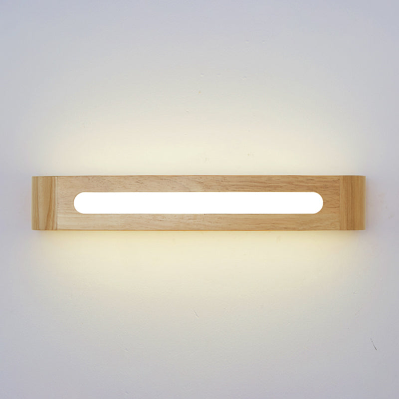 1 Light Rectangle Vanity Wall Lights Modern Style Wood Vanity Mirror Lights