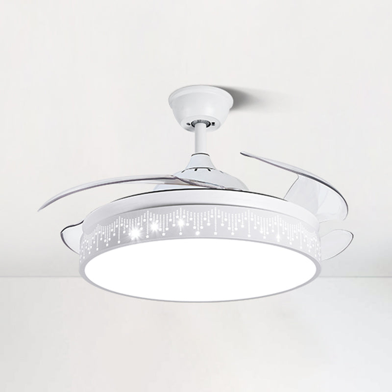 Round Shape Ceiling Fan Light Kids Style Metal 1 Light LED Flush Light for Bedroom