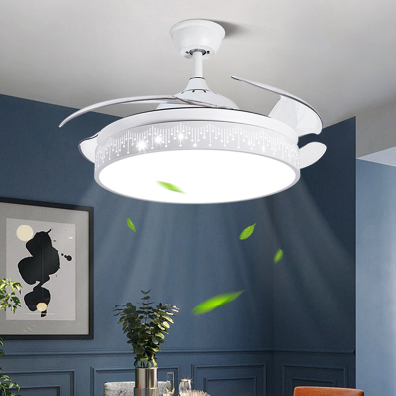 Round Shape Ceiling Fan Light Kids Style Metal 1 Light LED Flush Light for Bedroom