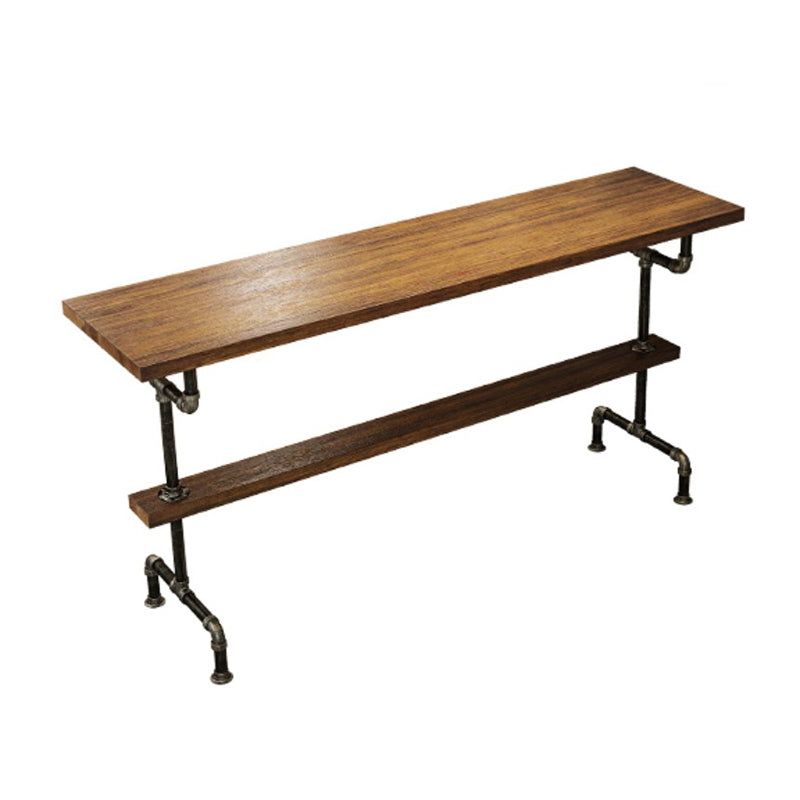 Wood Rectangle Top Counter Table 42-inch Height Industrial Bar Table