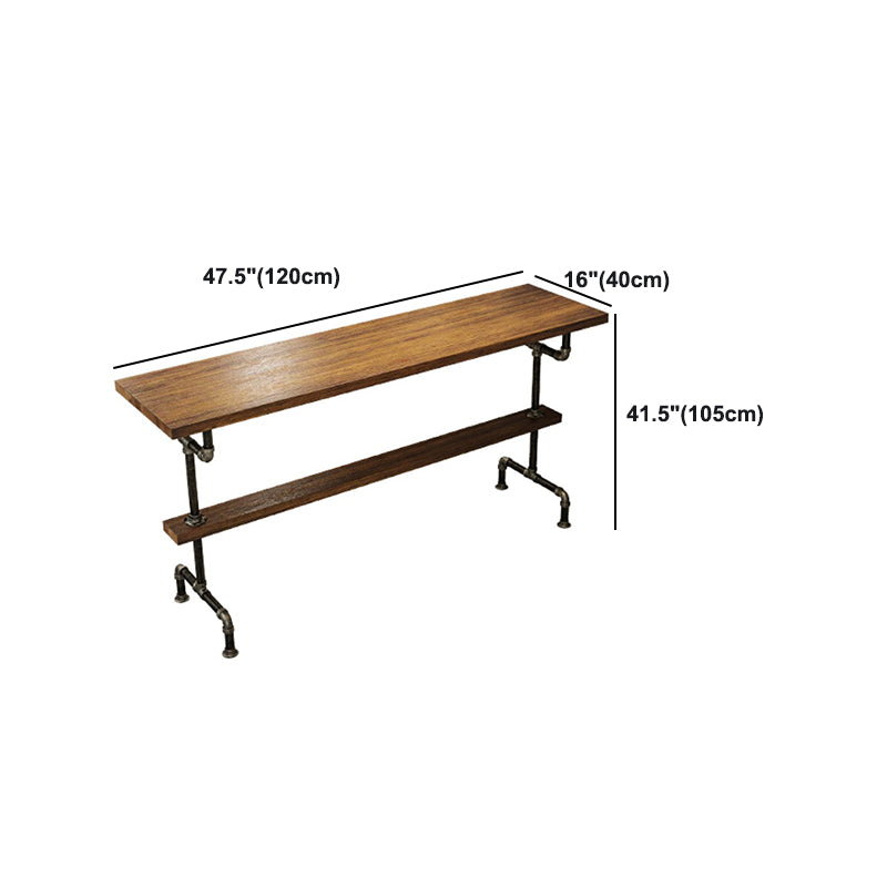 Wood Rectangle Top Counter Table 42-inch Height Industrial Bar Table