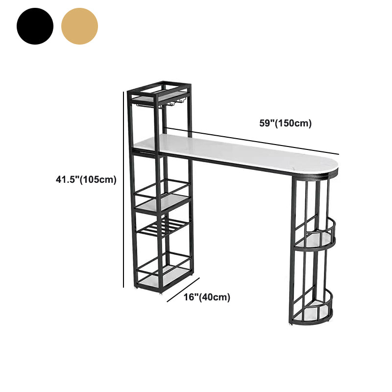 Stone Top Bar Table 42-inch Height Top Glam Style Bistro Table